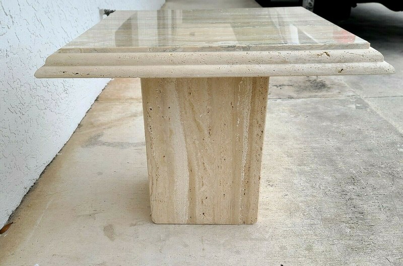 Midcentury Italian Travertine Side End Table by Stone International gallery