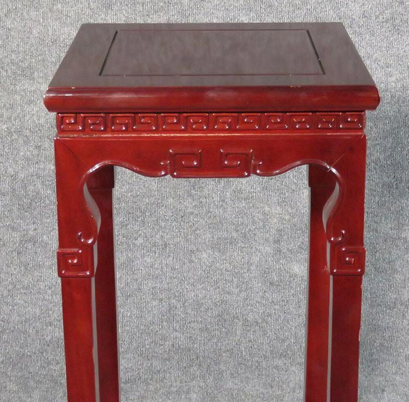 Chinese Carved Mahogany Plantstand Pedestal, C1920 gallery