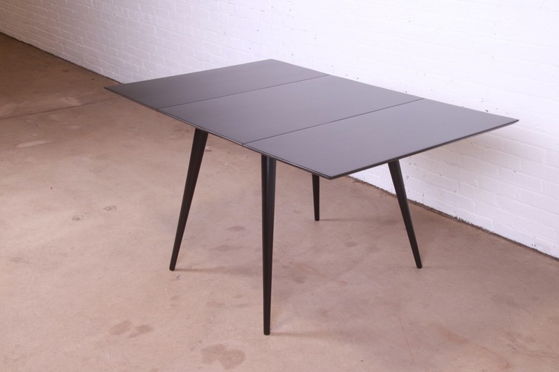 Paul McCobb Planner Group Black Lacquered Solid Maple Drop Leaf Dining Table
