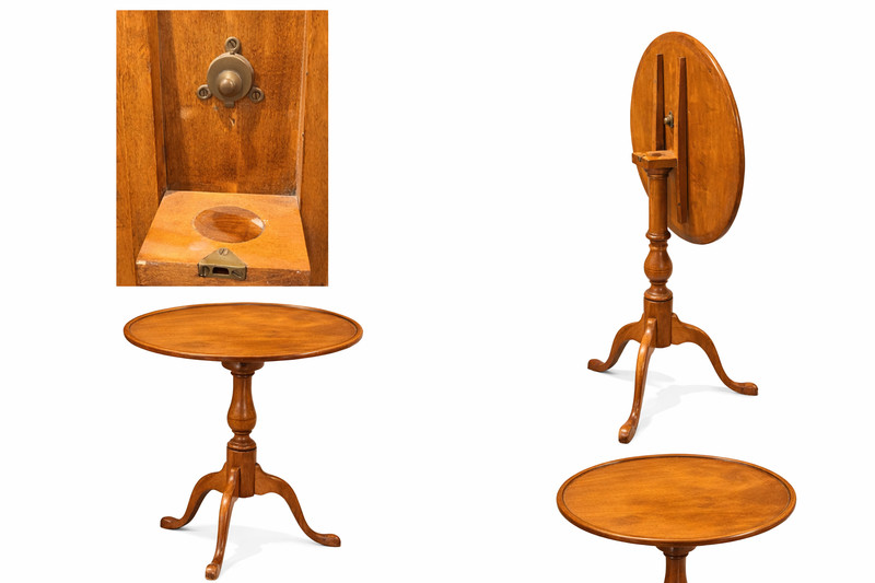 Antique Tilt-Top Candlestand Tea Table – Solid Cherry Wood – Georgian Style –