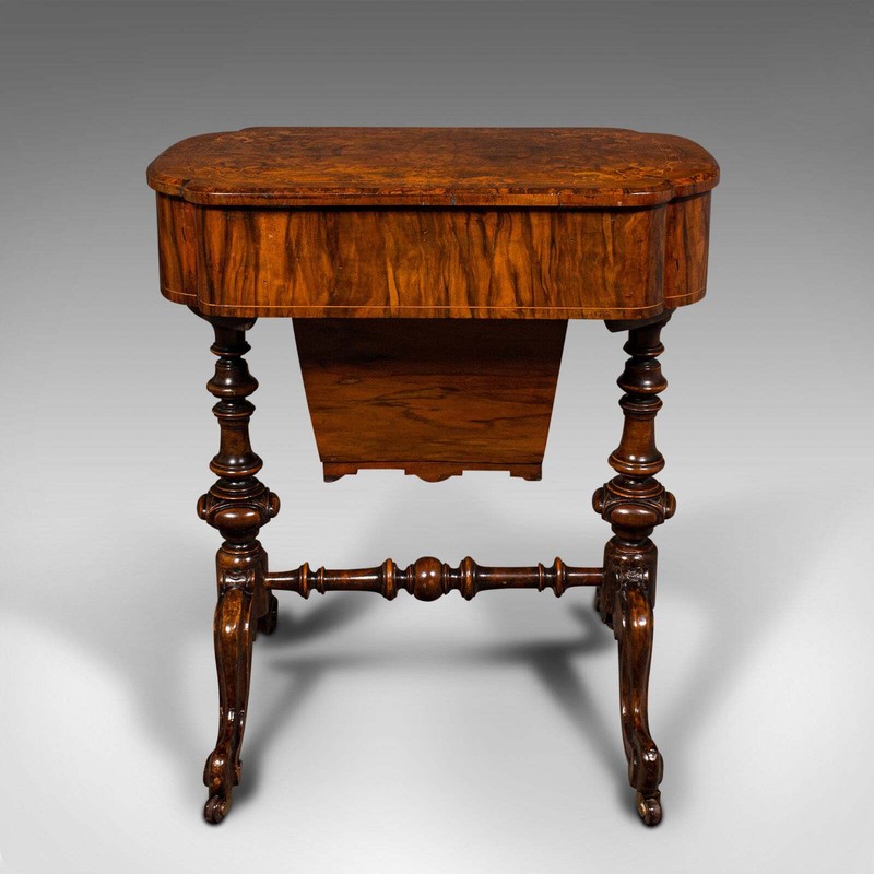 Antique Ladies Work Table, English, Walnut, Writing, Waring & Gillow, Victorian gallery