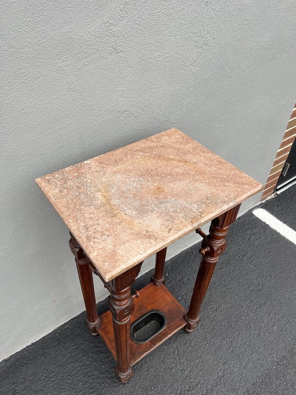 large Victorian marble top umbrella stand/table 1870s 45.5 Inches Tall! gallery