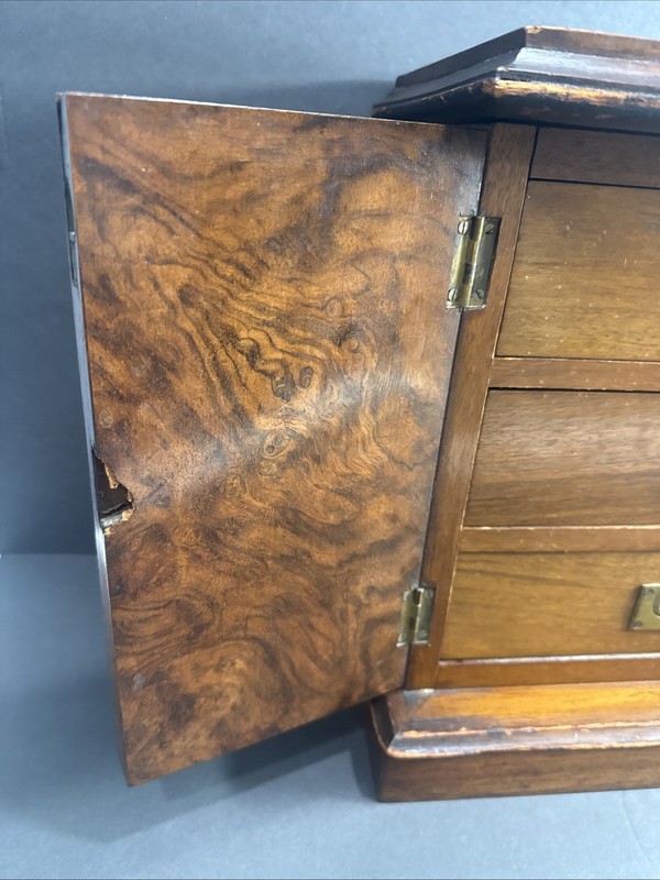 19th Century Victorian walnut table top collector's cabinet (SEE PICS!!) gallery