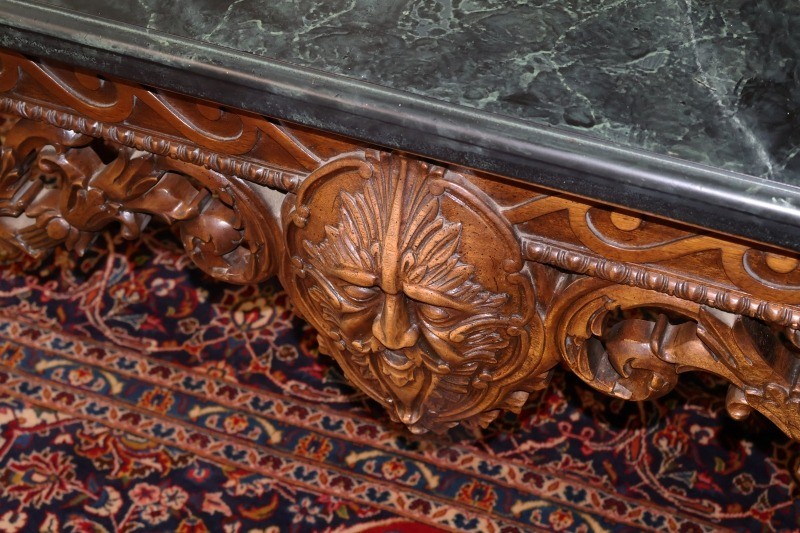 Maitland Smith Baroque Renaissance Revival Style Green Faux Marble Console Table gallery