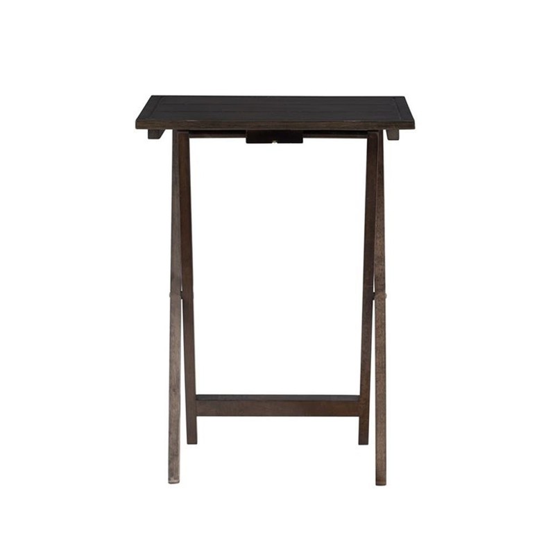 Pemberly Row Transitional Five Piece Wood Tray Table Set in Gray gallery