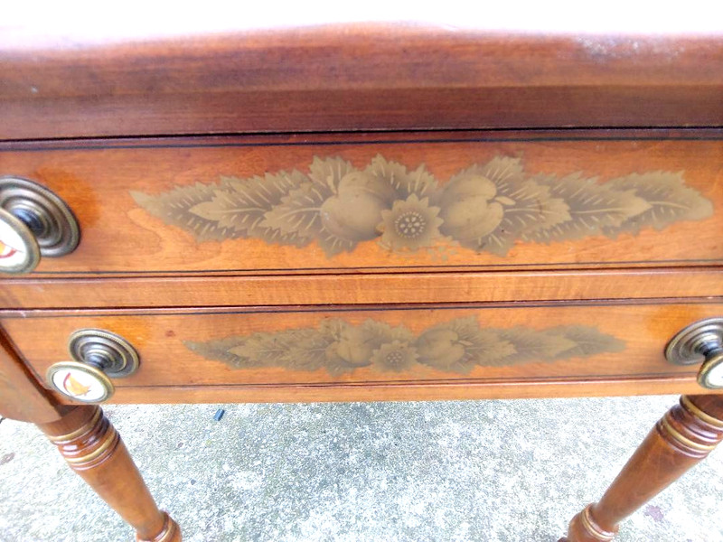 RARE VINTAGE HARD MAPLE SIGNED HITCHCOCK 2 DRAWER END OR LAMP TABLE, MINTY... gallery