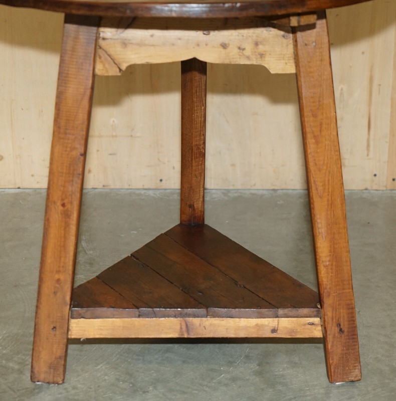 19TH CENTURY PRIMATIVE PINE CRICKET TABLE STUNNING TIMBER PATINA MUST SEE PICS gallery