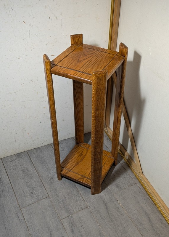 Vintage Rustic Country Mission Solid Oak Wood 2-Tier Plant Stand Fern Table T74