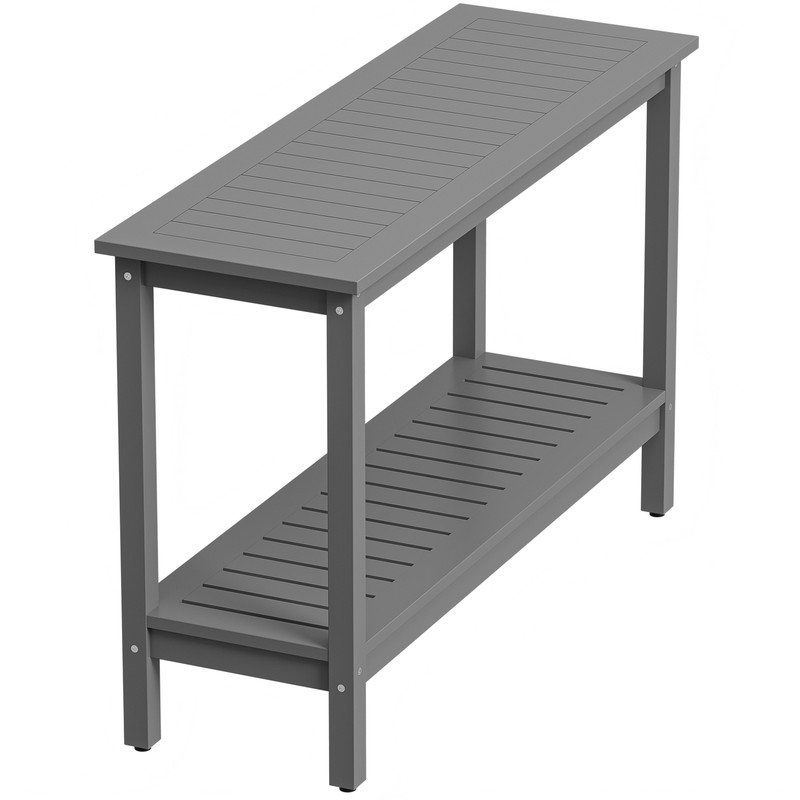 48" Wooden 2-Shelf Console Table Multiuse Buffet Storage with Foot Sliders Gray gallery
