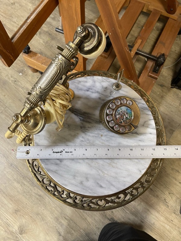 Vintage French Style Brass + Marble Gold Telephone Table gallery