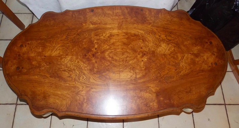 Mid Century Burl Elm Carved Coffee Table (CT221) gallery