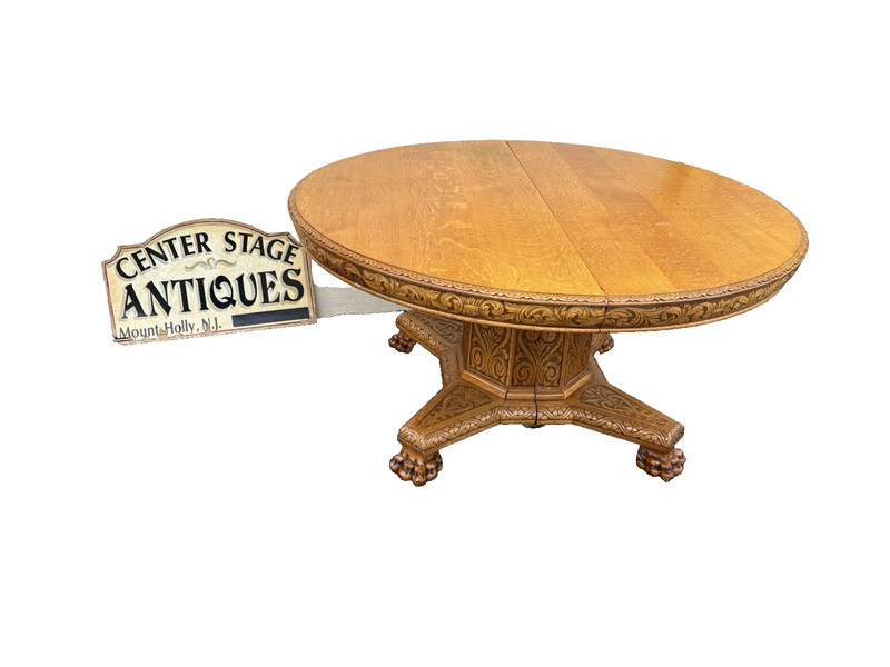 66723 Super RARE Antique Victorian Table w/ 10 Leafs Top 54″ x 144″
