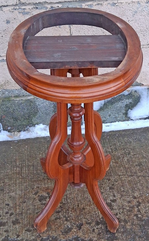 Antique Vintage Victorian Solid Maple Oval Marble End Accent Table Nightstand gallery