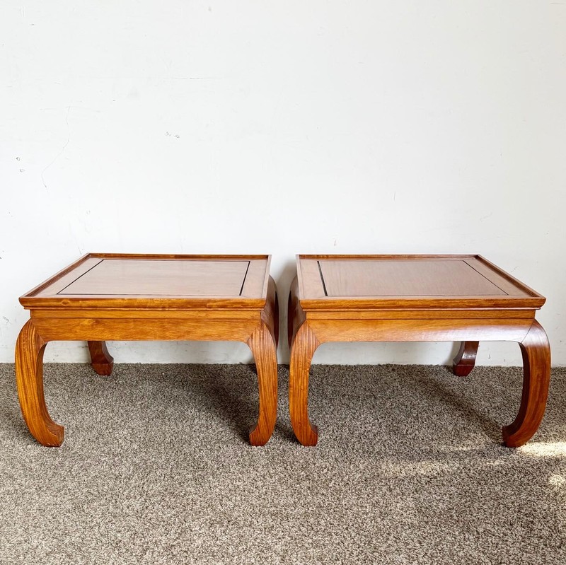 Chinoiserie Ming Style Wooden Side Tables – a Pair