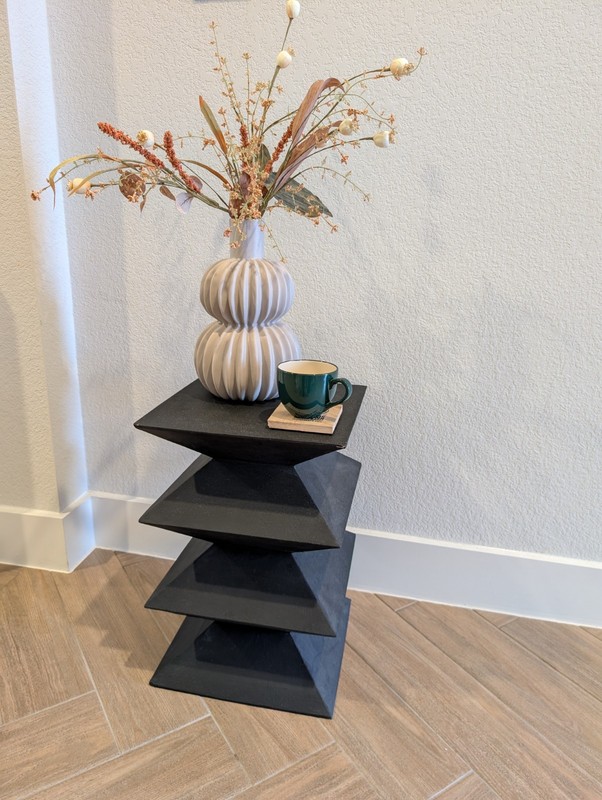Postmodern Blackened Zig Zag Side Table or Pedestal