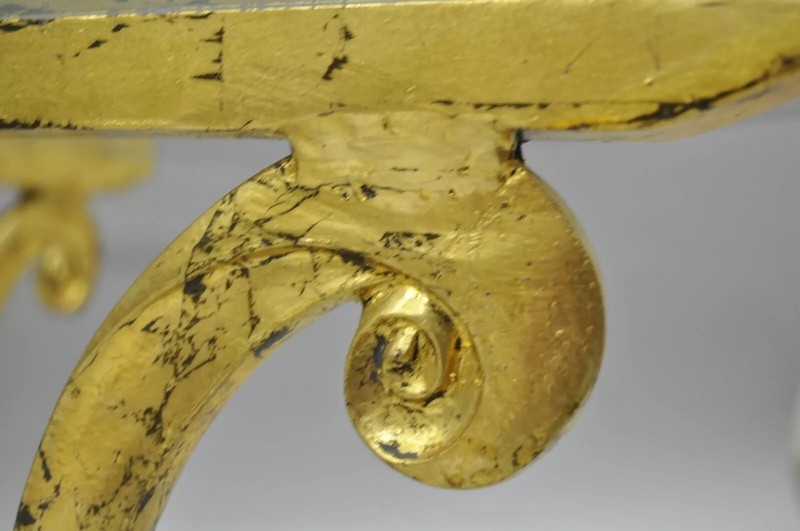 Vintage Italian Hollywood Regency Scrolling Gold Metal and Glass Coffee Table gallery