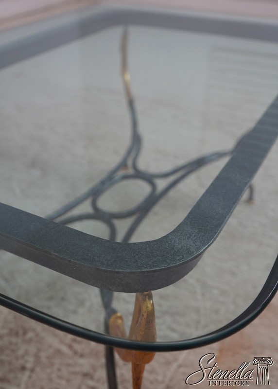 70813: Regency Iron Swan Base Glass Top Coffee Table gallery