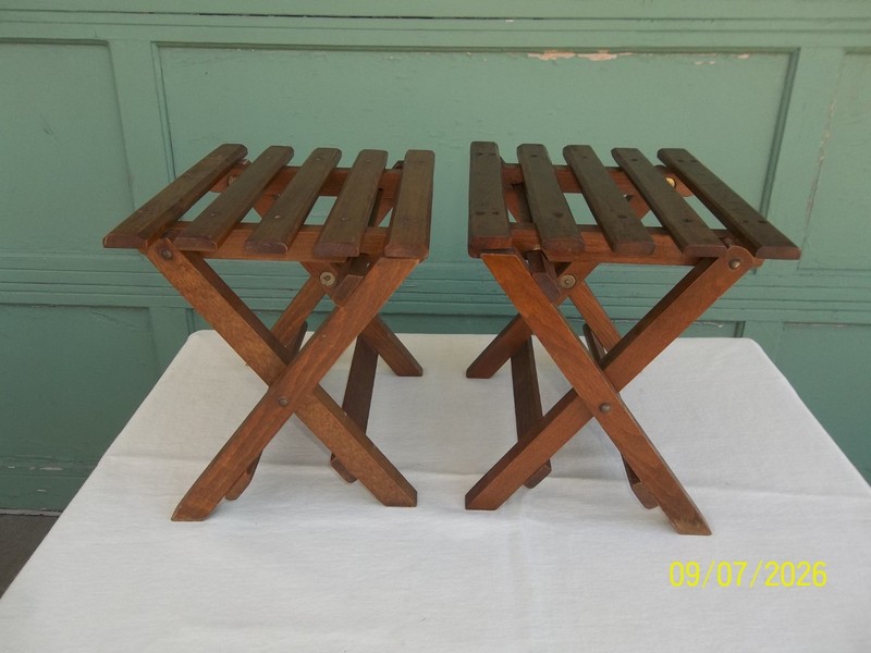 ONE! Vintage Mid Century Lobeco Folding Wooden Slat Plant Stand Made in Romania