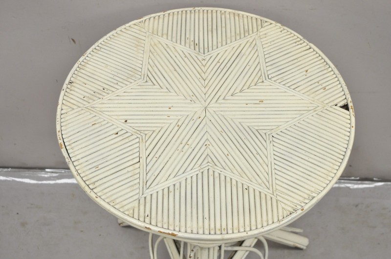 Antique Victorian Bentwood Wicker Rattan White Painted Accent Side Table gallery