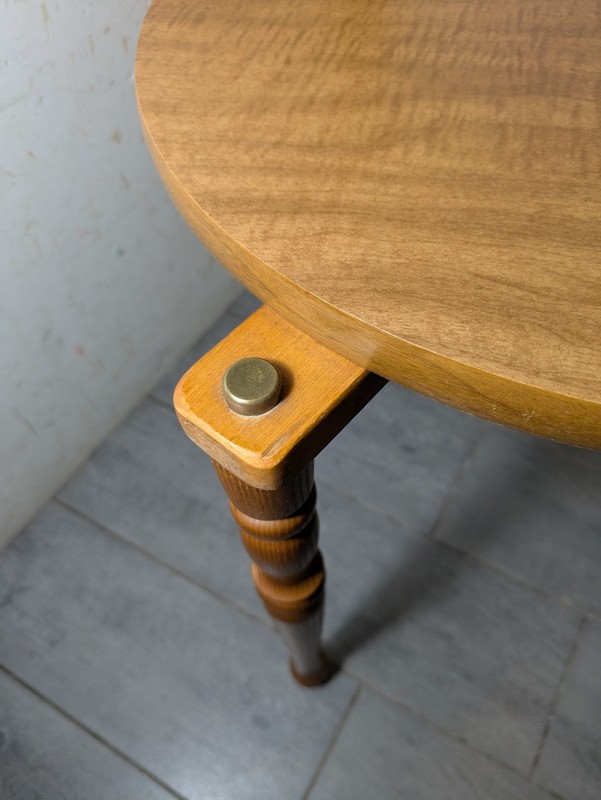 Vintage Mid Century Modern Rustic Country Round Pedestal Table Plant Stand Wood gallery