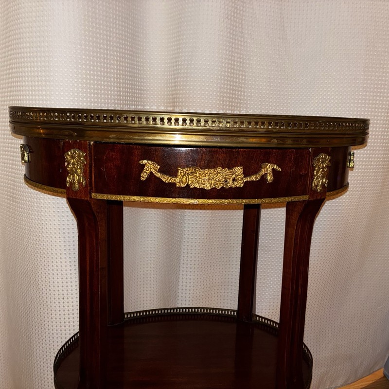 1900s Antique French Louis XV Walnut Marquetry inlay side table / end table gallery