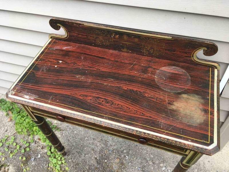 Grain Paint Decorated Sheraton Period Dressing Side Table Vtg Old Antique gallery