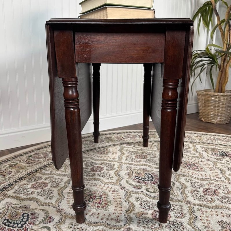 Antique Mahogany Drop-Leaf Table / Compact Dining, Writing, or Console Table gallery