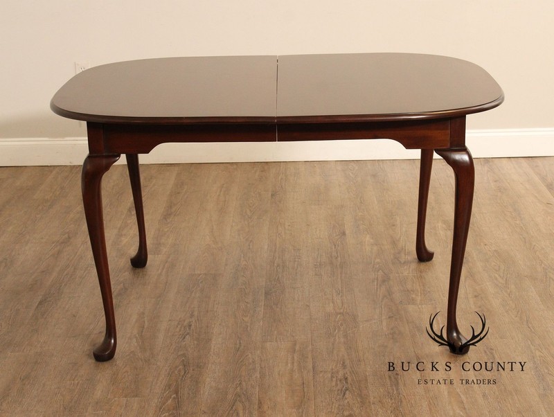 Queen Anne Style Oval Cherry Extension Dining Table With Two Leaves gallery