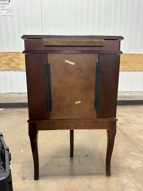 French Louis XVI Style Half Moon Flip Top Side Jewelry Cabinet Table Vintage gallery