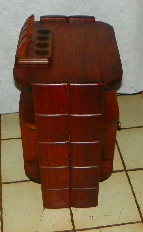 Mid Century Solid Walnut Smoke Stand / Humidor with 4 Pipe Holder (SS-13) gallery