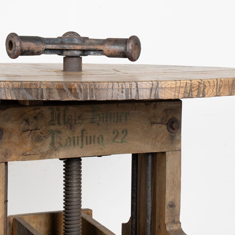 Early 20th Century Wine Tasting Table with Wine Press Base gallery