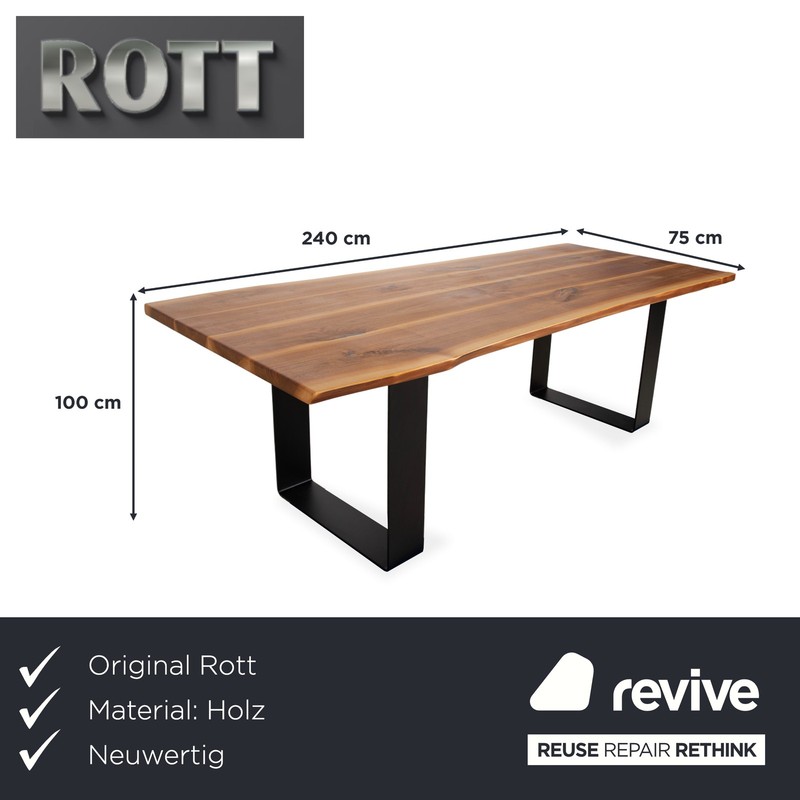 Rott Woodart Solid Wood Dining Table Brown Black 240 x 100 cm gallery