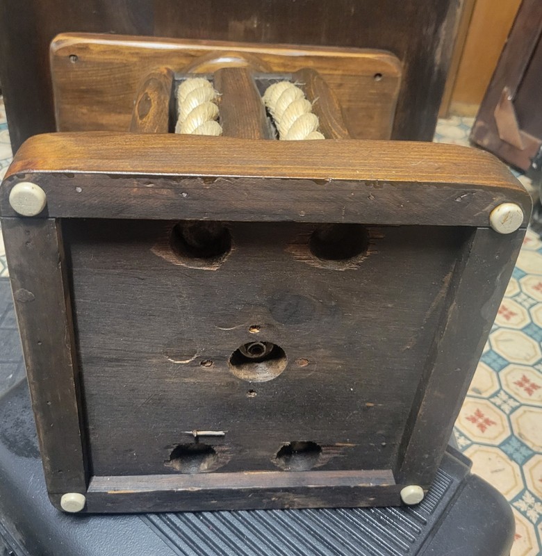 Rare Vintage Coastal/Nautical Block Design End/Side Table W/Ship Pulley & Rope gallery