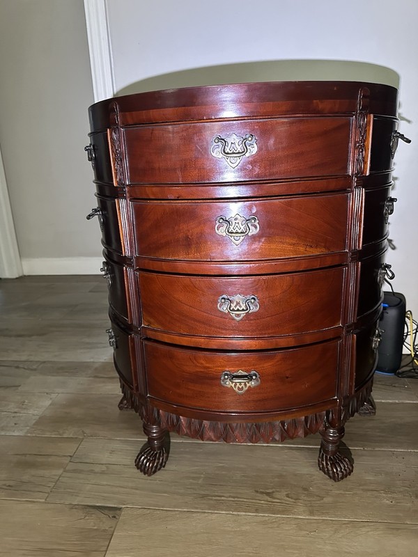 Vintage Demilune Console Table Dresser Chest twelve drawers carved claw feet gallery