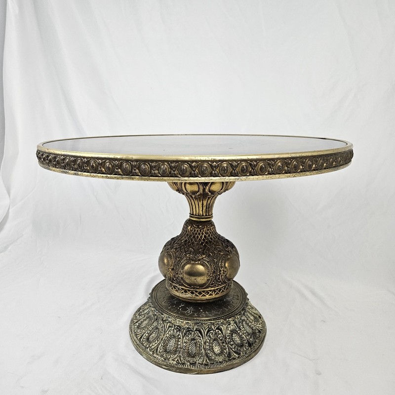 Vintage Ornate Brass End Table Glass Top Hollywood Regency Maitland Smith MCM gallery