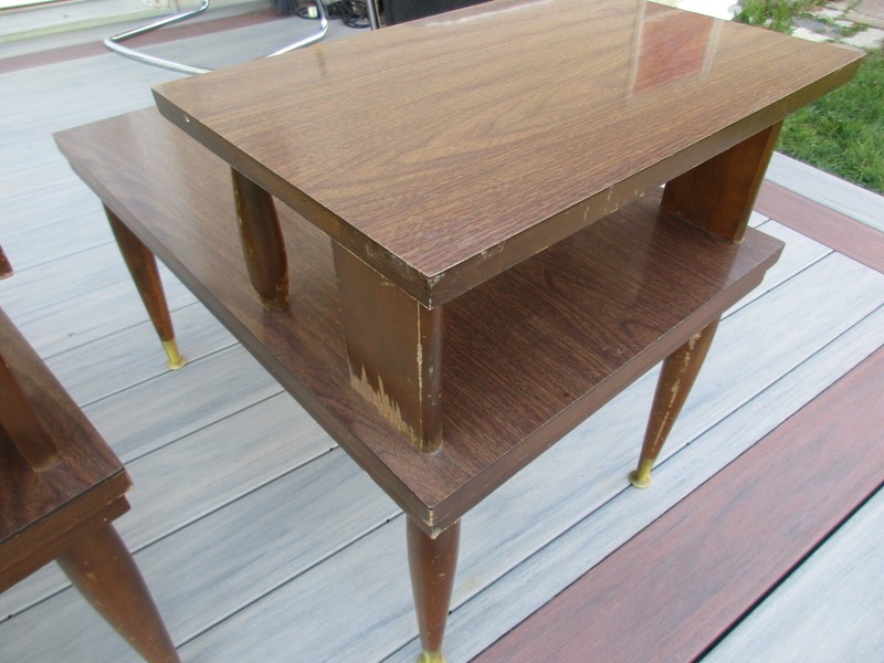 2 Mersman Mid Century Modern 2 Tier End Side Tables 1960's Formica Tops gallery