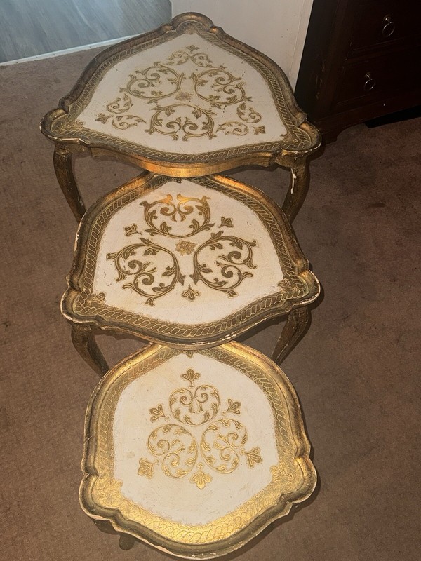 Vintage Italian Nesting Tables Golden-Handmade. OUTSTANDING CONDITION gallery