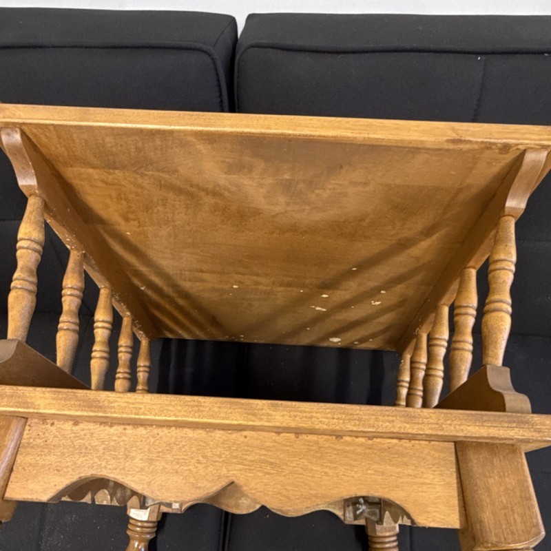 Antique Wooden Two-Tier Rectangle Side Table with Spindle Legs & Shelf, Brown gallery