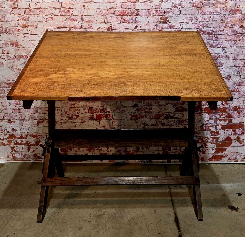 Vintage Hamilton Iron Drafting Table Industrial Mid Century 1950's Art Desk