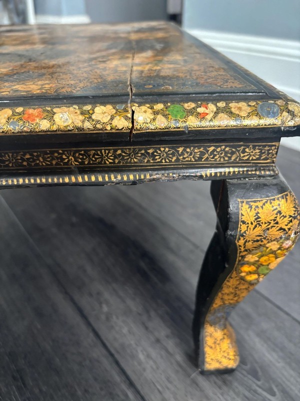 Chinoiserie Opium Low Table Hand Painted Lacquer Floral Asian VTG Floor Gold gallery