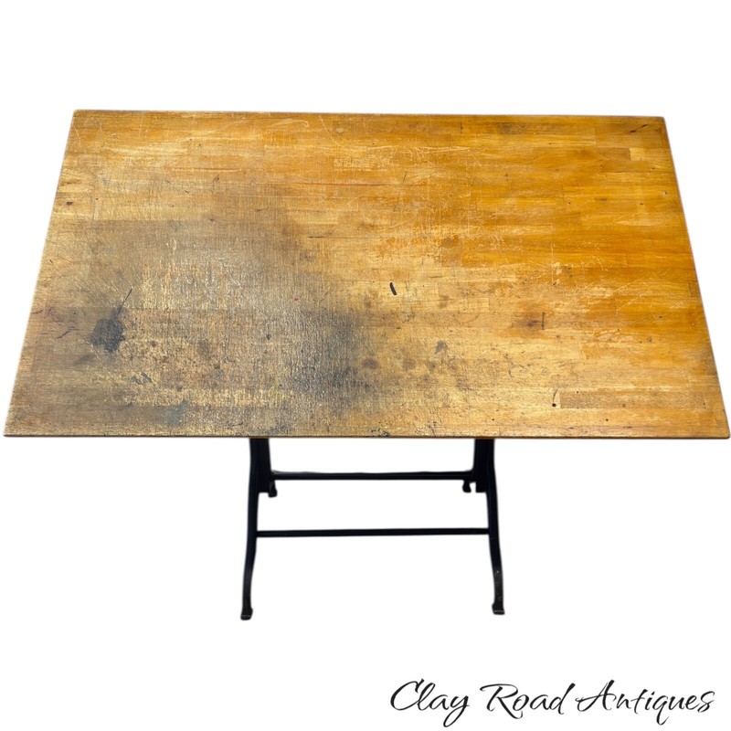 Antique cast iron drafting table architect dining industrial Dietzgen 1900 draw gallery