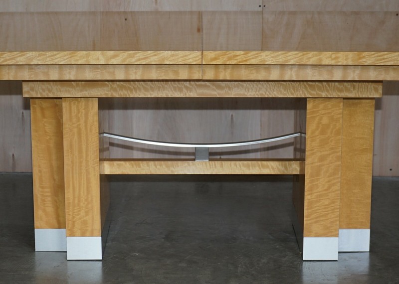 RRP £12,000 GIORGIO COLLECTION HUGE EXTENDING BURR SATINWOOD DINING TABLE SUITE gallery