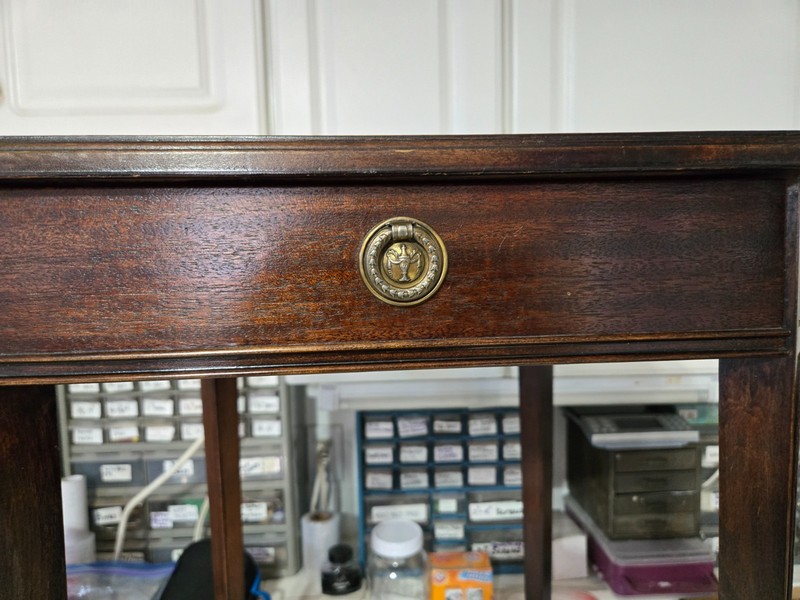 Antique Grand Rapids Imperial Side Table-with drawer- Hand Painted Floral on top gallery