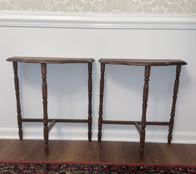 Demilune Entry Tables Rare MATCHING PAIR & RARE SIZE Antique Tables MCM Sides