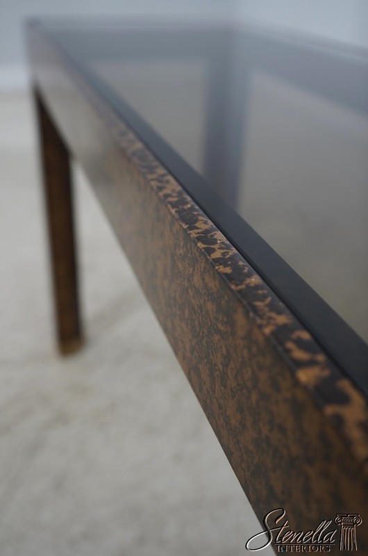 63503EC: HENREDON Mid Century Modern Black Glass Top Console Or Hall Table gallery