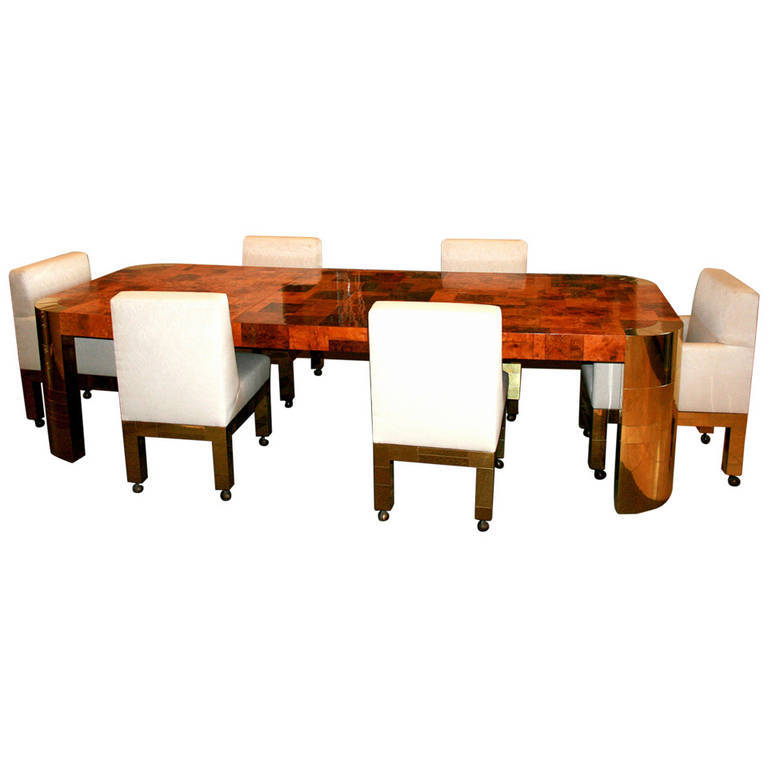 Curvilinear Dining Table with extension Paul Evans for Directional