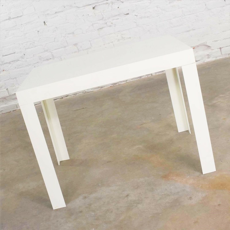 Modern White Molded Plastic Rectangular Parsons Style Side Table Style Syroco gallery