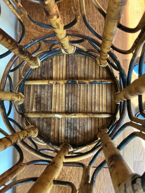Vintage Tortoise Burnt Bamboo Drum Side table gallery