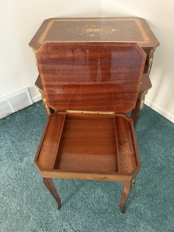 1960 Mid-Century Italian with Inlaid Marquetry Bakers Tables gallery