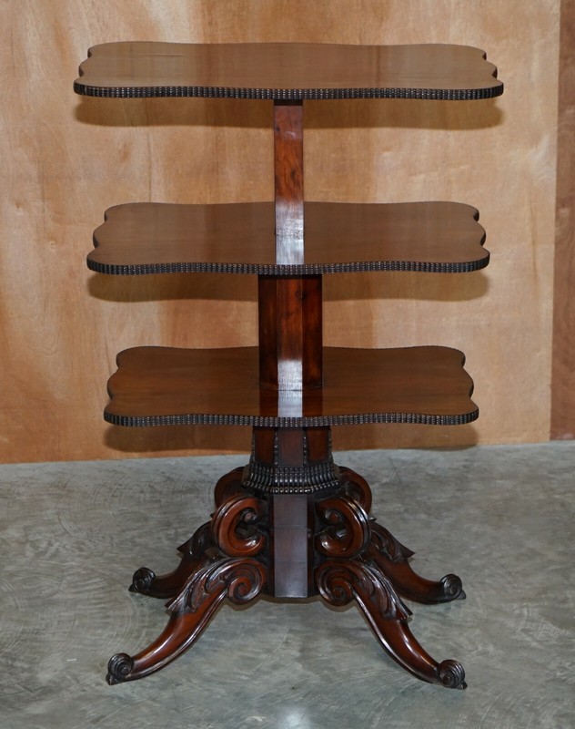 RESTORED ANTIQUE GILLOWS CUBAN MAHOGANY DUMB WAITER METAMORPHIC OCCASIONAL TABLE gallery